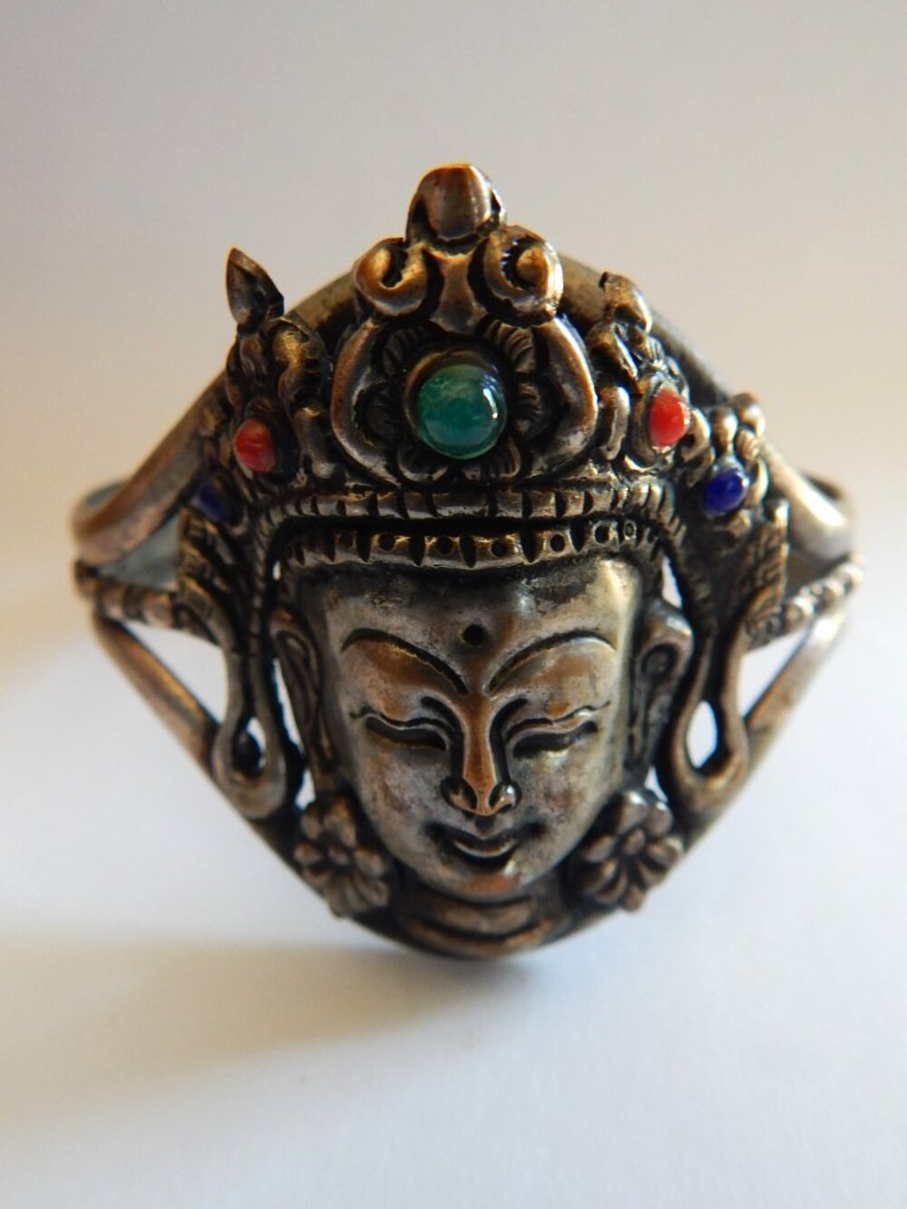 Goddess Tara Plated Brass Cuff Bracelet- Tibetan